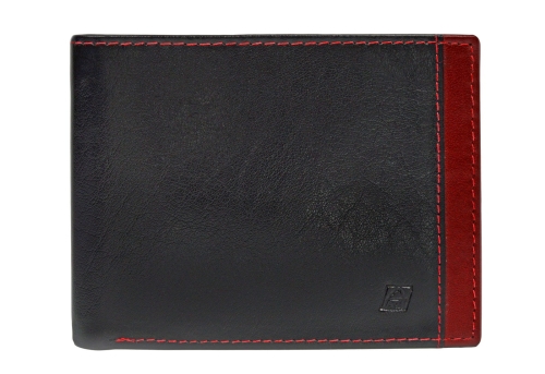 Męski portfel skórzany z czerwonymi wstawkami L279blr