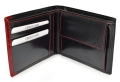 Męski portfel skórzany z czerwonymi wstawkami L279blr