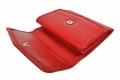 mały, czerwony portfel skórzany damski RFID stop